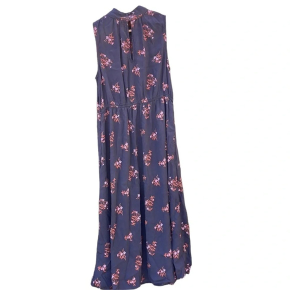 A New Day medium navy blue maxi dress grey with orange flowers - Picture 3 of 5